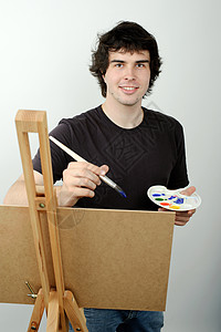 艺人教育工作青年头发大学画家刷子调色板男性男人背景图片
