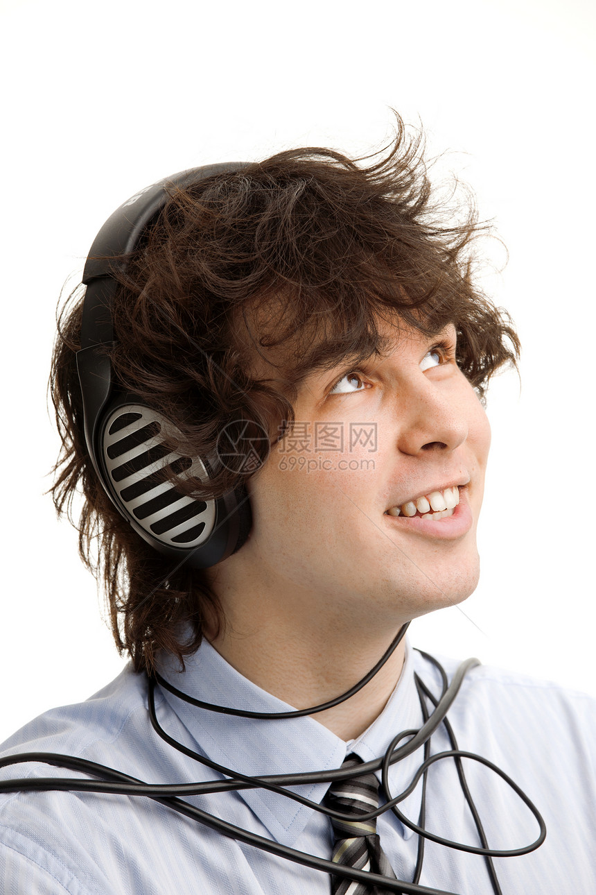 听音乐金属成人享受乐趣青年活动娱乐男性头发耳机图片