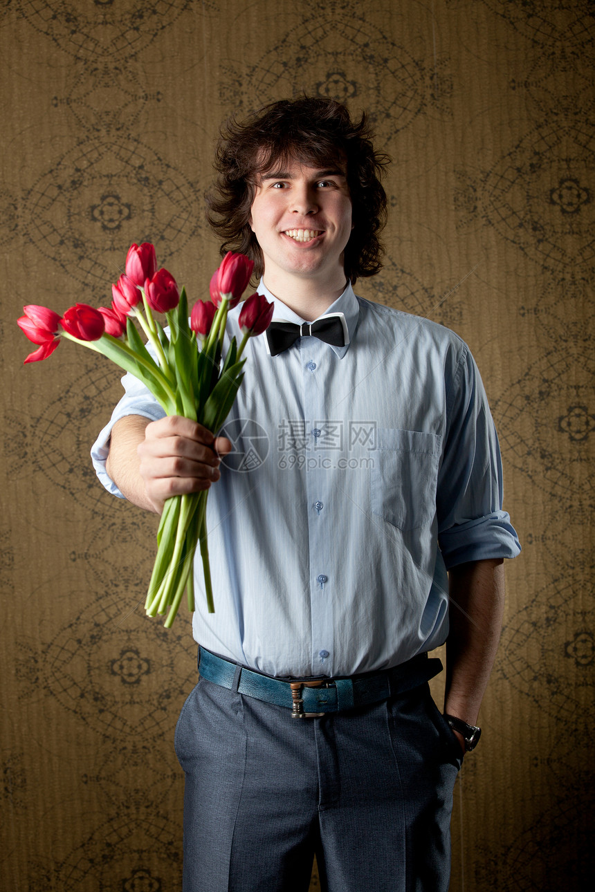 给你的成人郁金香男人钦佩花束庆典男性幸福感情惊喜图片