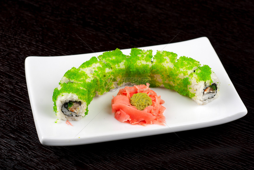 寿司卷叶子鱼子寿司面条美食饮食午餐海鲜食物芝麻图片