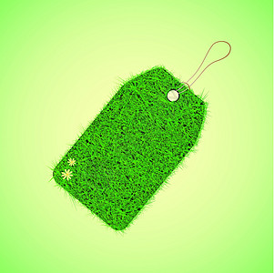 弹簧草用于弹簧设计的绿草标签插画