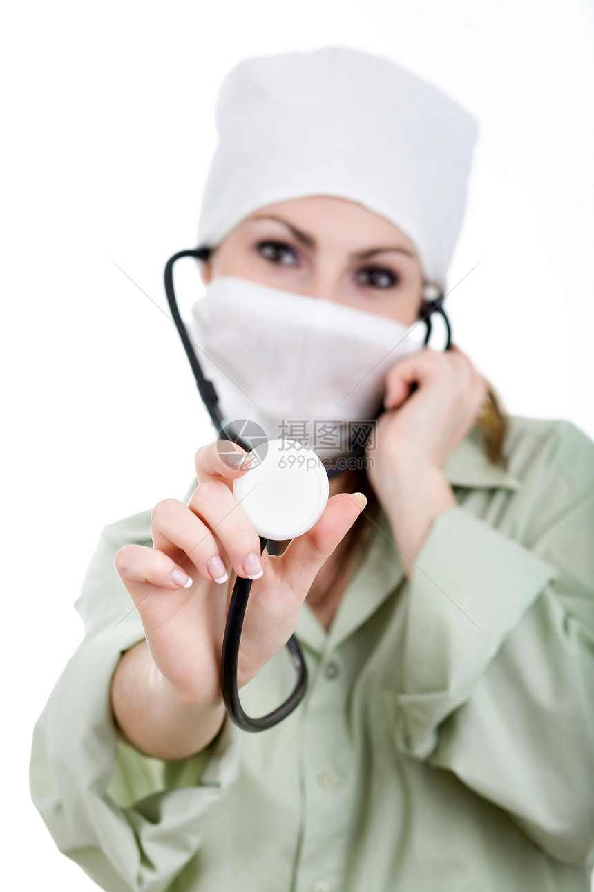 戴白面罩的妇女助手从业者情况疾病实验室成人护士职业医生药品图片