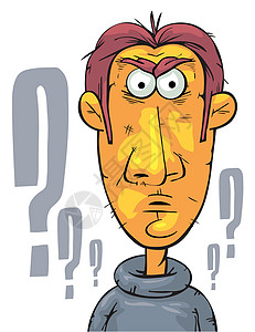 直面的生意人男人表情问号漫画绘画插图商务人士鼻子插画