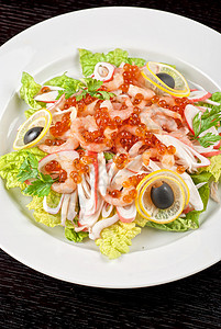 海沙拉水果鱿鱼小吃草药午餐树叶餐厅柠檬食物沙拉图片