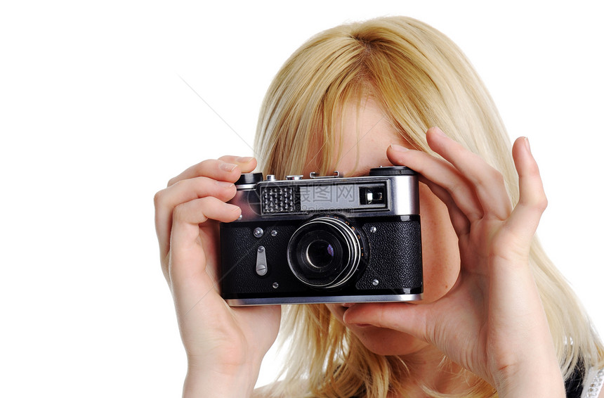 摄影师技术女士相机闲暇摄影头发休闲爱好成人图片