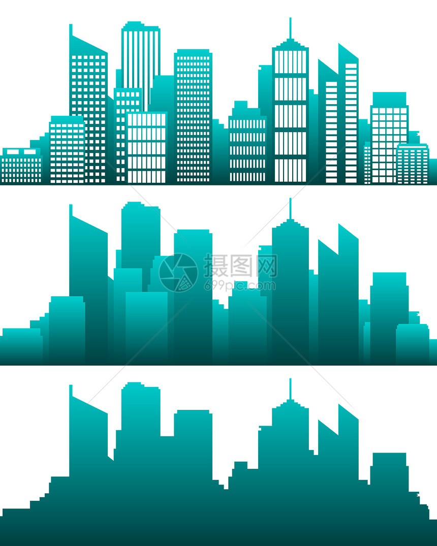 城市天际摩天大楼绿色全景坡度插图景观蓝色建筑物建筑学建筑图片