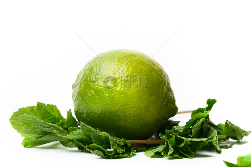 石灰和薄荷白色味道装饰品食物叶子水果绿色柠檬蔬菜图片