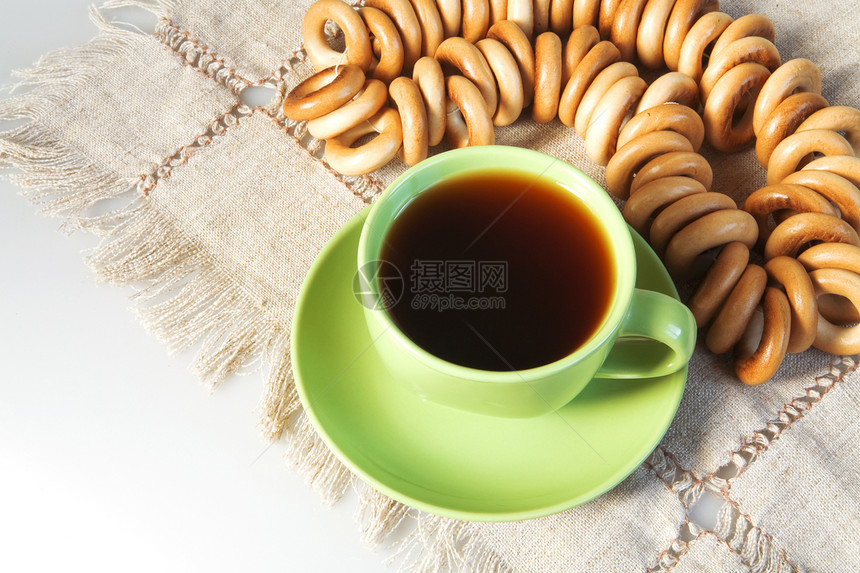 绿杯茶包子篮子桌布圆圈咖啡面包文化餐具营养饼干图片