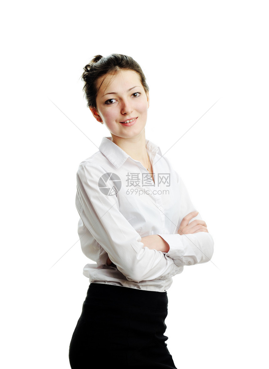 商业妇女裙子成人黑色女性白色肤色工作衬衫图片