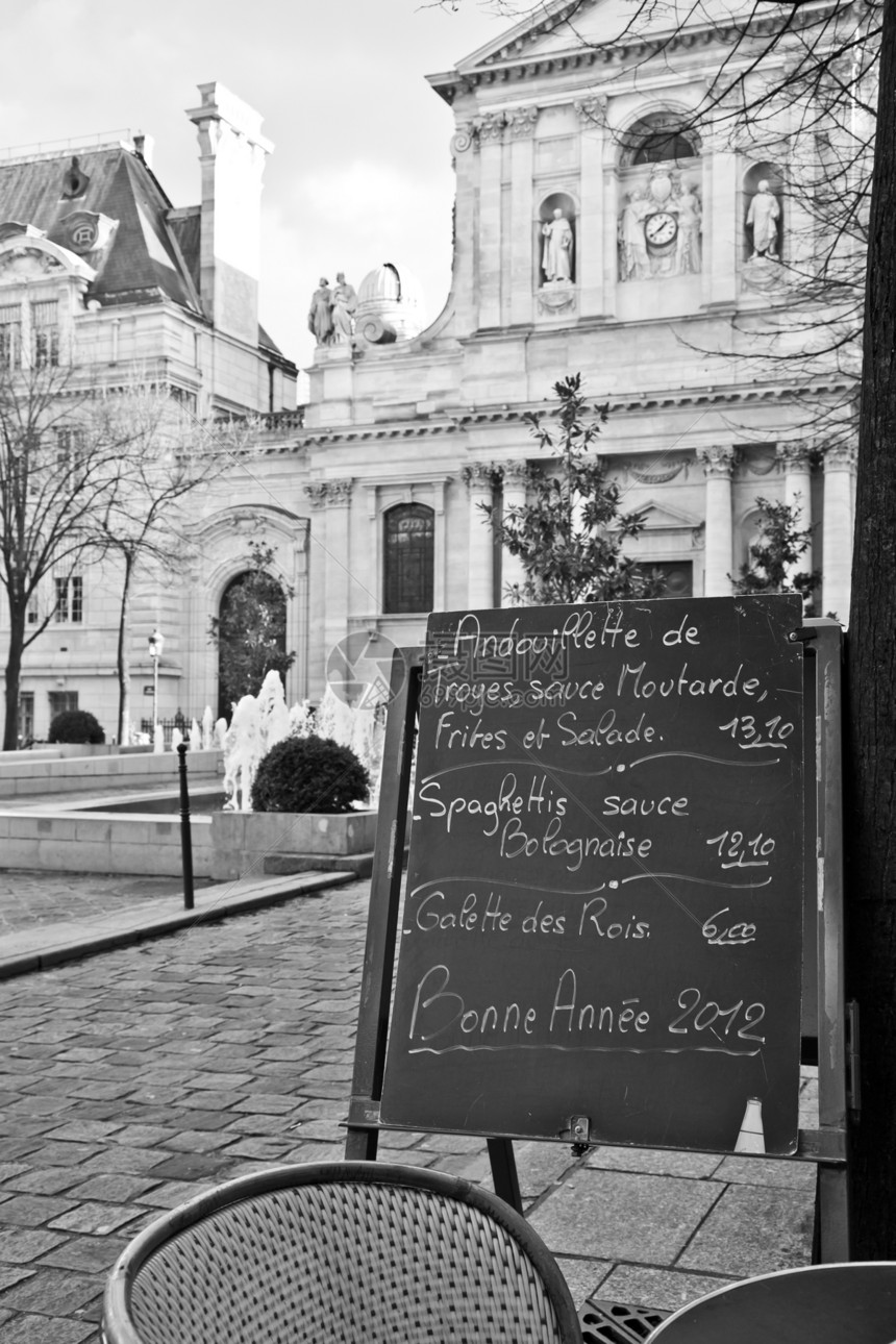 巴黎  餐厅的菜单酒吧阳台服务啤酒桌子咖啡小酒馆酒精木头价格图片