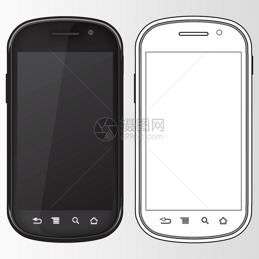 向量智能电话商业白色工具按钮空白电子技术插图屏幕触摸屏图片
