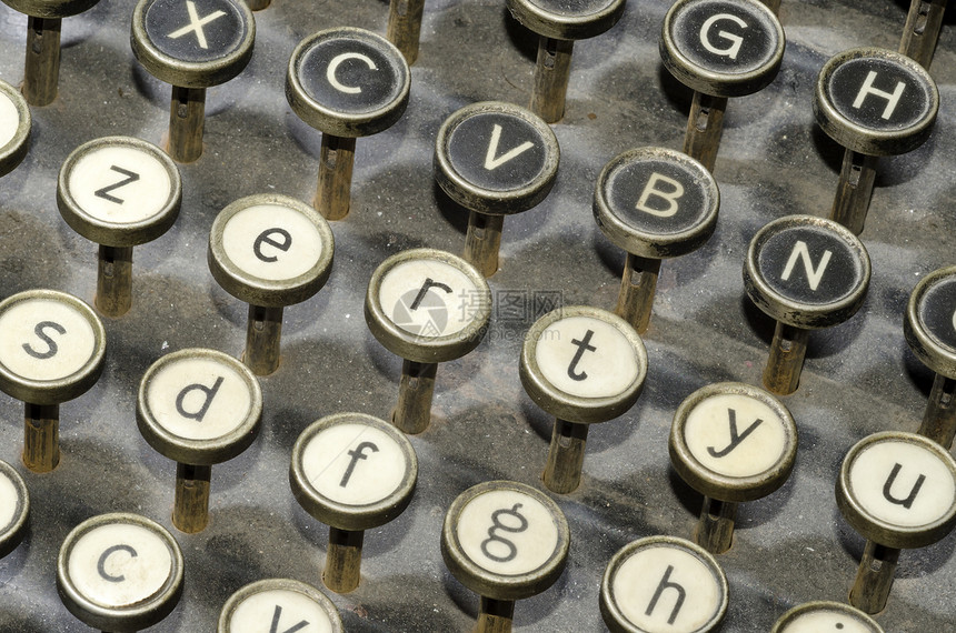 古代打字机工具乡愁黑色机器白色钥匙机械字母图片