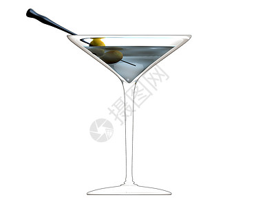 马提尼酒3D 绿色橄榄鸡尾酒杯饮料庆典餐厅生日奢华玻璃插图派对酒吧背景