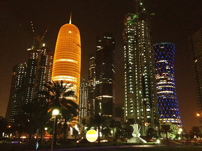 卡塔尔多哈夜幕天窗颜色高清图片