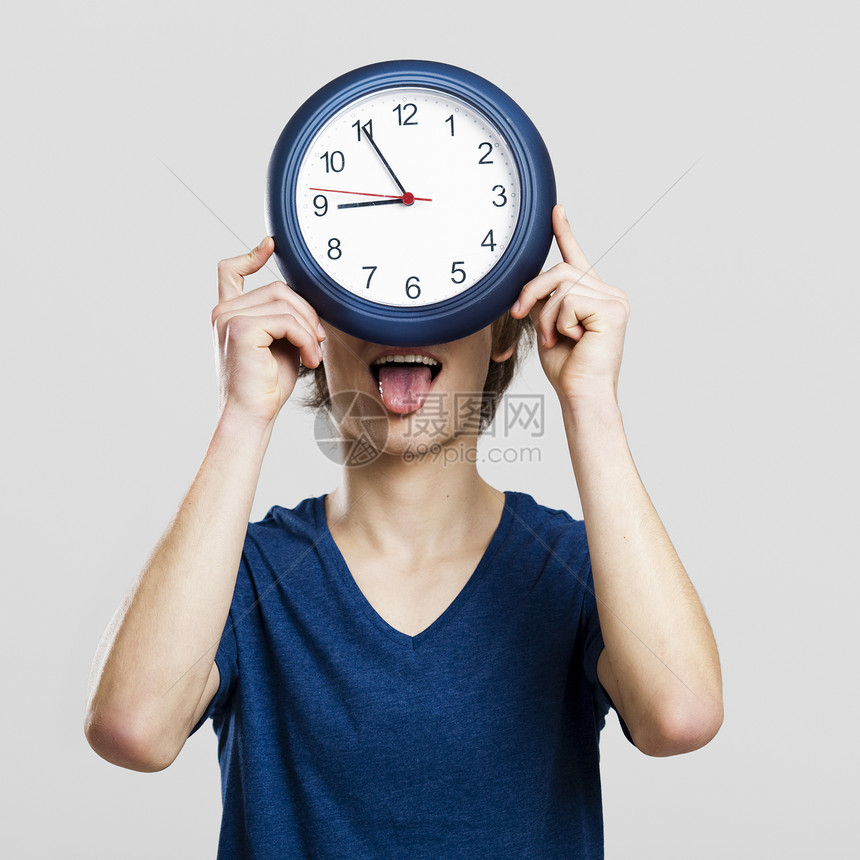 时钟人会议时间压力男生商业工作日程滴答小时手表图片