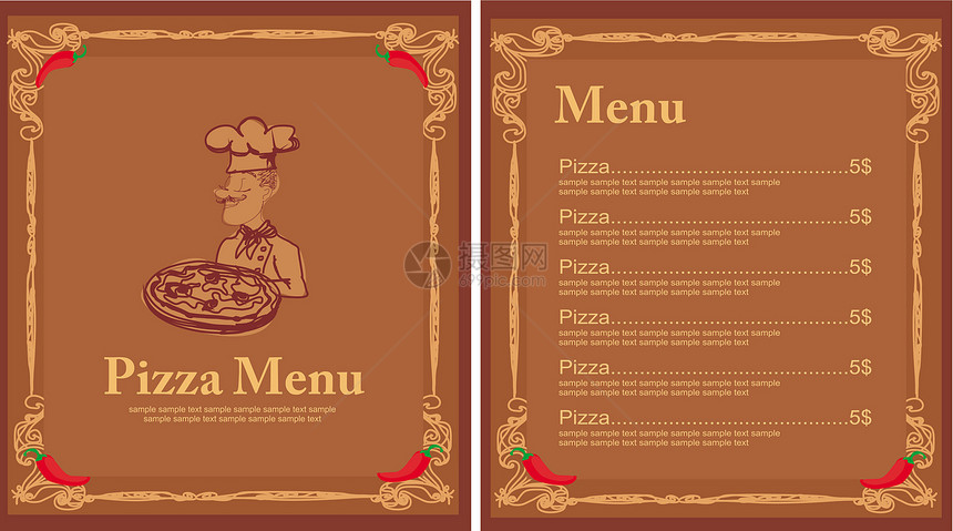 Pizza 菜单模板身份烹饪厨房盘子商业插图送货午餐办公室餐厅图片