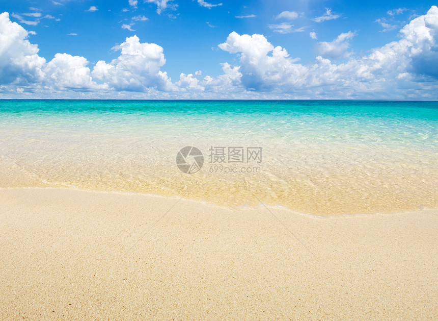 海 海放松天空太阳蓝色天堂热带海景海岸冲浪晴天图片
