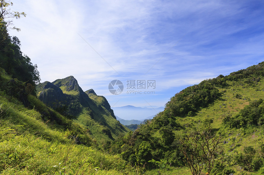 从 Doi 清道山查看场景场地绿色公园森林爬坡图片