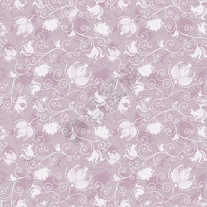 无缝粉红花纹形态螺旋紫色粉色插图漩涡叶子装饰品墙纸背景图片