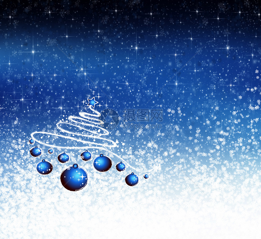 圣诞节背景降雪蓝色星星雪花白色图片