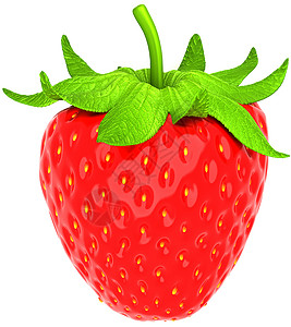 一只大草莓在白色上隔绝背景图片