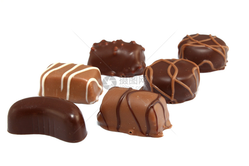 多样化的巧克力糖棕色美食白色收藏糖果可可配料甜点食物团体图片