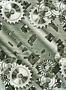 蒸汽朋克齿轮插图工业机器技术工程机械背景图片