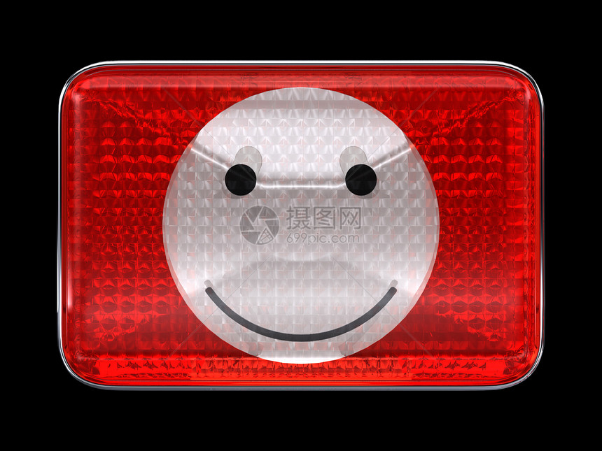 微笑表情红色按钮或头灯图片