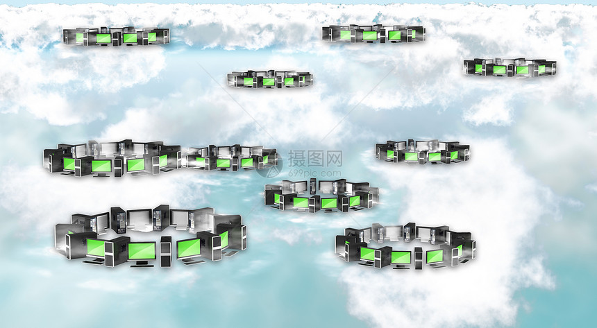 云计算概念薄膜技术硬件晶体管电子邮件监视器天空通讯键盘展示图片