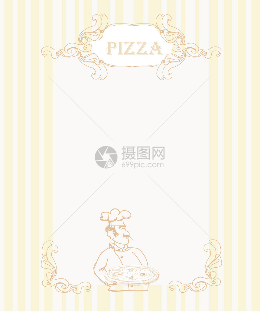 Pizza 菜单模板厨房商业装饰品午餐食物厨师框架卡片办公室涂鸦图片