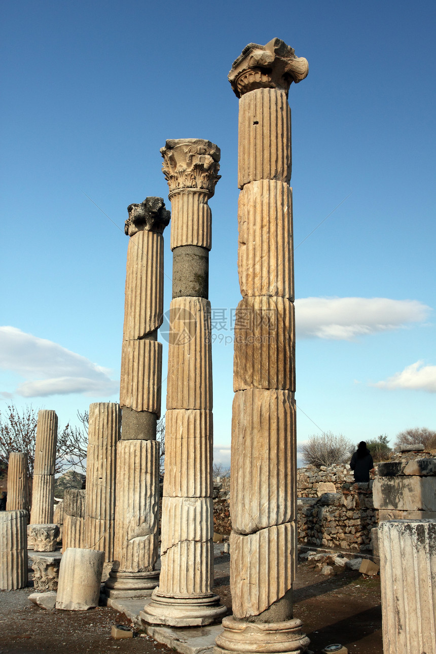 古代柱体古物蓝色古董建筑学文化纪念碑寺庙石头艺术建筑图片