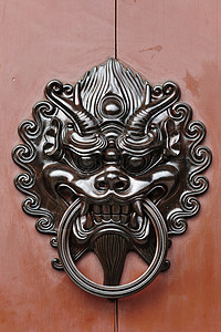 门环金属中国风格的狮子门锁背景