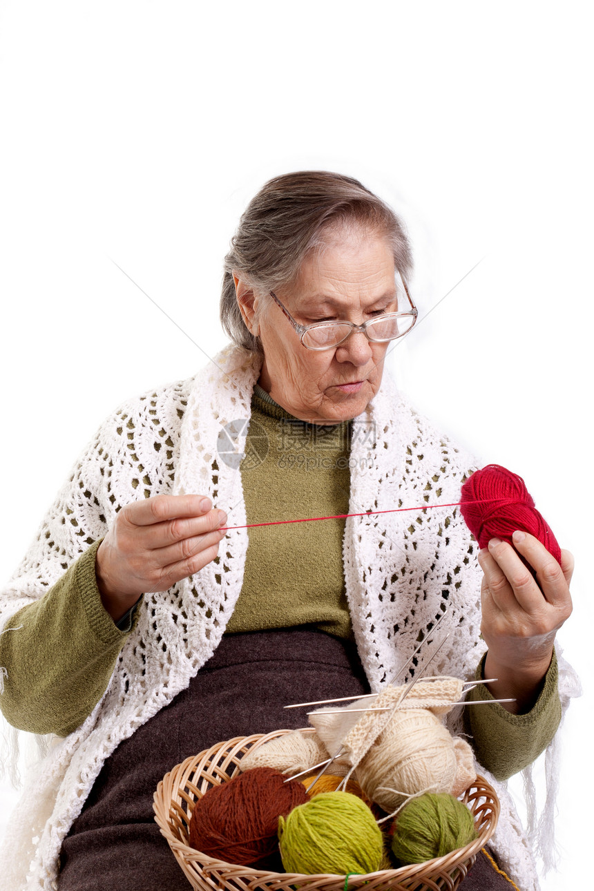 老年妇女编织的乳房退休手工成人女性白色祖母羊毛女士眼镜工艺图片