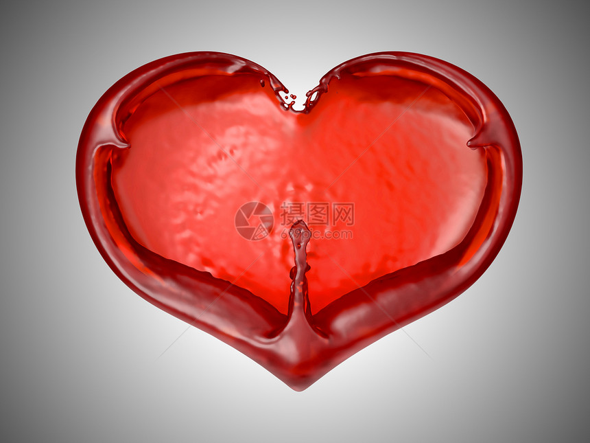 爱与浪漫 - 红流体心脏形状图片