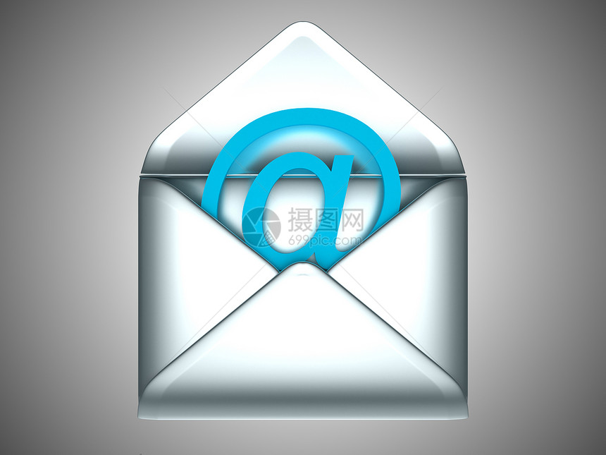 检查您的电子邮件 - 打开有符号的银信封图片