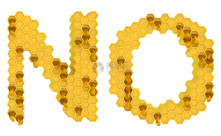 蜜蜂字体 N 和 O 字母孤立人权细胞六边形梳子高专食物金子液体蜂蜡甜点图片
