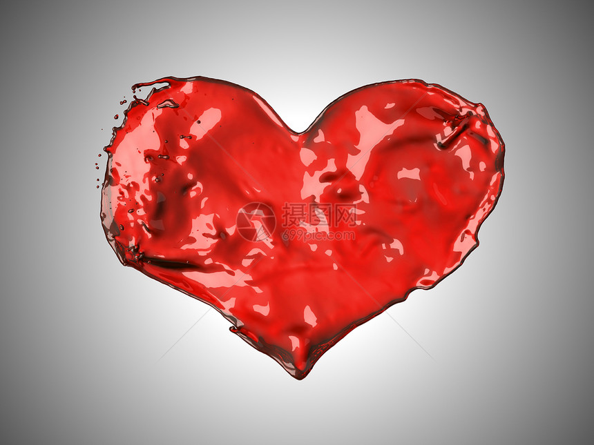 红液体心脏形状     葡萄酒或血液图片