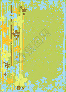 花卉背景季节框架墙纸蓝色绿色插图棕色条纹艺术黄色背景图片