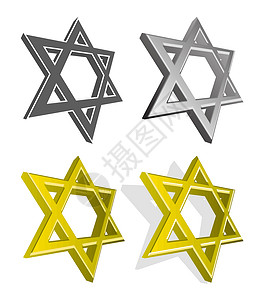 意第绪语一组犹太恒星矢量插画