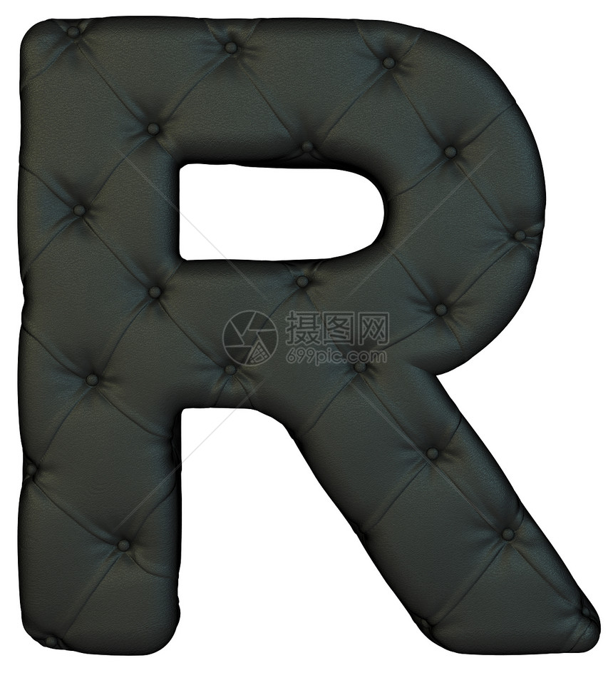 豪华黑色皮革字体 R 字母图片