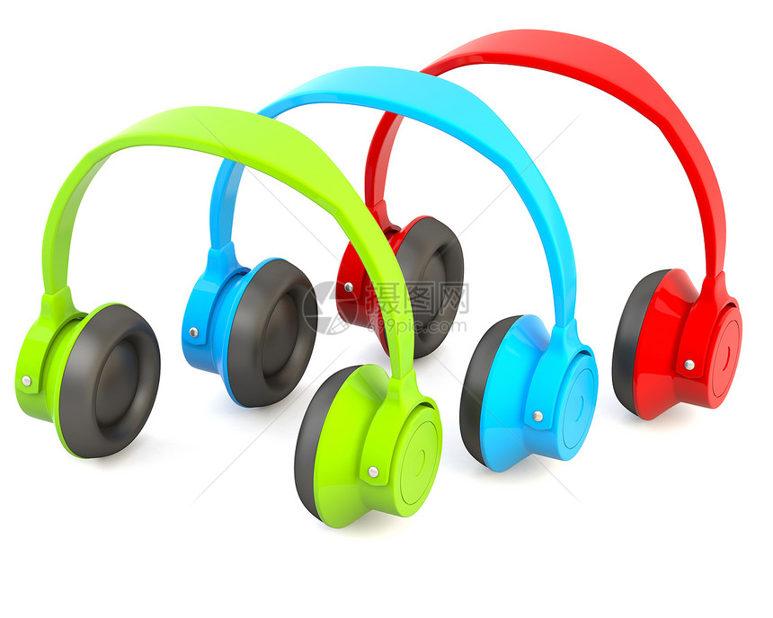耳听器技术白色绿色手机体积立体声娱乐音乐电子插图图片