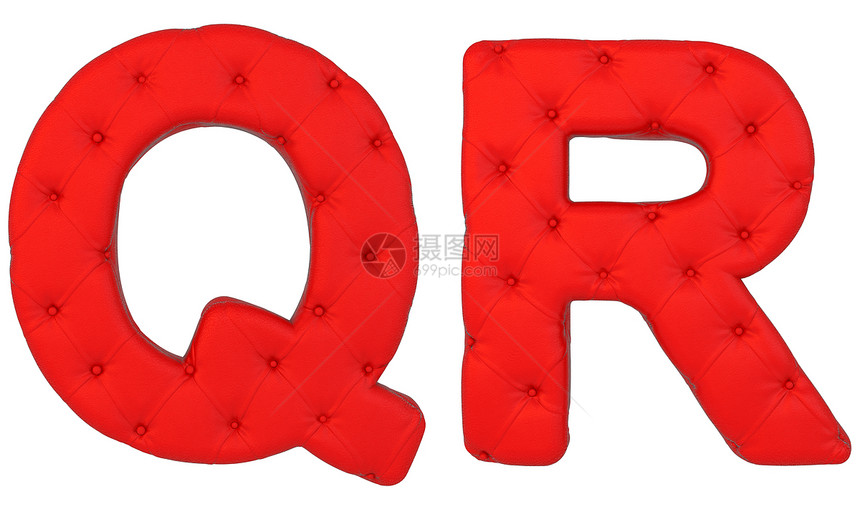 豪华红色皮革字体Q R字母图片