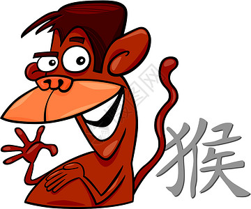 猴猴中国星座标志动画片天文学生物财富十二生肖插图书法快乐庆典八字背景图片