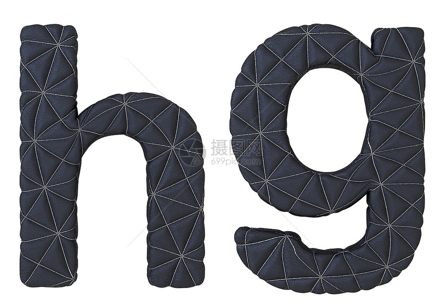小写缝制的皮革字体 h g 字母图片