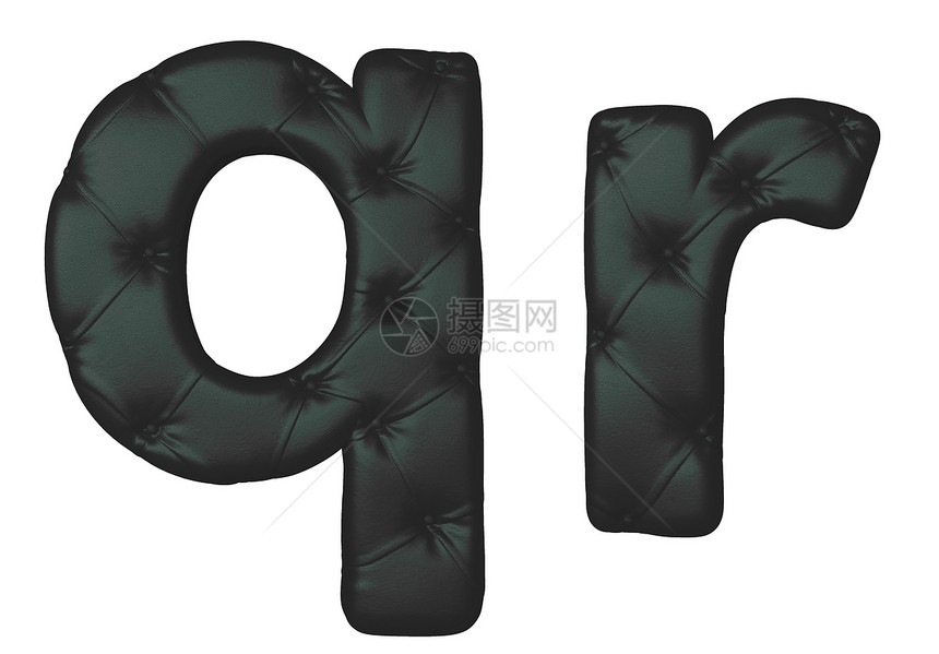豪华黑色皮革字体 RQ 字母图片