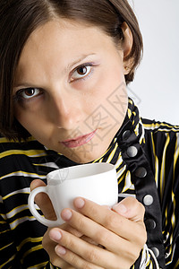 一杯茶白色美甲杯子孤独女士饮料背景图片