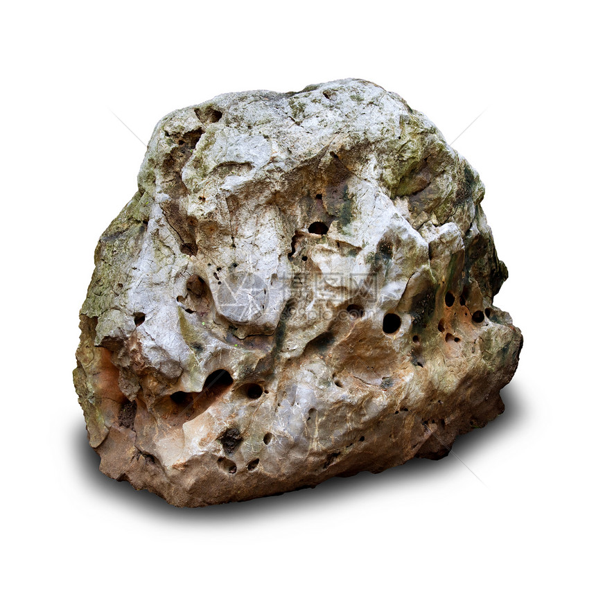 孤立的石头巨石棕色矿物工作室花岗岩水平岩石白色鹅卵石圆形图片