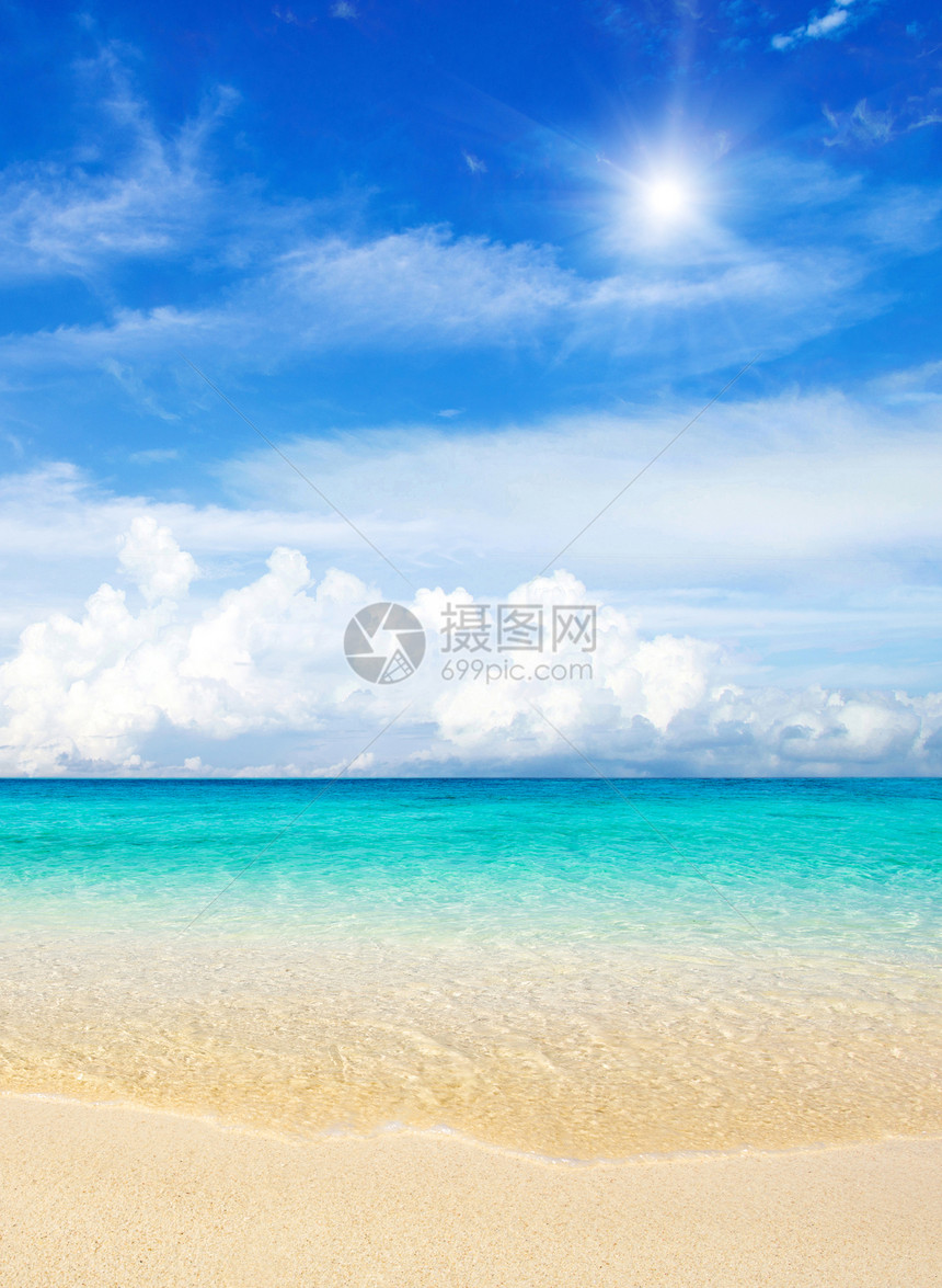 海 海天空热带假期太阳海洋阳光冲浪海浪支撑海岸图片