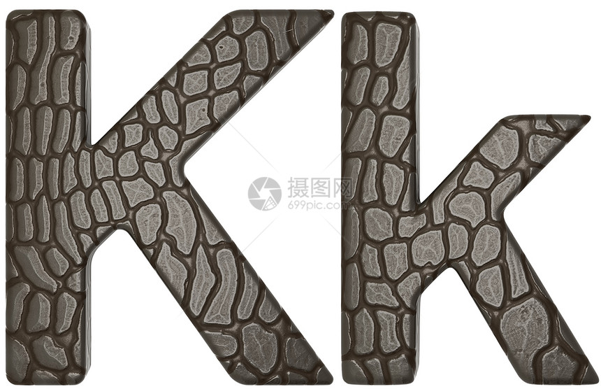 鳄鱼皮肤字体 K 小写和大写字母图片