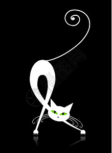 猫咪端坐站立图漂亮的白色猫咪轮廓图 你的设计铅笔绘画宠物动物爪子胡须墨水草图尾巴小猫设计图片